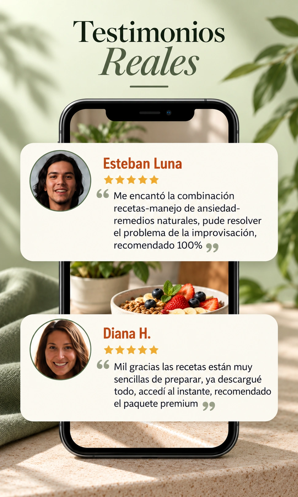 Opiniones de Esteban Luna y Diana sobre el recetario y el paquete premium